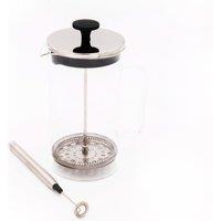 La Cafetiere 2pc Cafetire Set with 8-Cup Glass Cafetire & Battery Operated Handheld Milk Frother in Nude