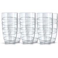 LIVIVO Plastic Tumblers Set of 6 600ml Multicolour Swirl Design BPA Free Stackable Drinking Cups for Picnic Camping in Clear