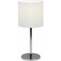 First Choice Lighting Chrome Stick Table Lamp with White Micropleat Shade in Silver