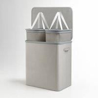 Keplin Collapsible Double Laundry Basket with Lid & Removable Liner - 150L in Grey