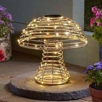 Marco Paul Extra Large Solar Rattan Mushroom Garden Ornament in Light Brown | Size: 30 cm