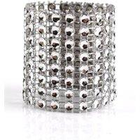 Neel Blue Set of 10 Napkin Rings Holder Stripe Buckle for Table Decoration, 13cm x 4cm in Silver | Size: 13 cm x 4 cm
