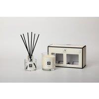 Aroma Naturals Minimalist Luxe Candle & Reed Diffuser Gift Set Violette Scent in White | Size: Medium