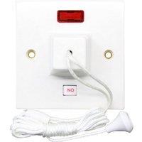 Dencon 45A Ceiling Pull Switch with Neon Indicator to BSEN 60669 in White