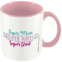 Pyramid International Super Mum Super Wife Super Tired Contrast Mug in White