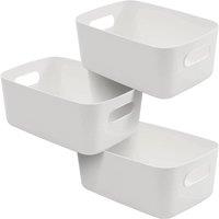 Tanness 3 Pack Stackable Plastic Storage Boxes with Handles - White