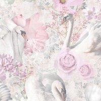 Holden Dcor Swan Glitter Wallpaper in Pink