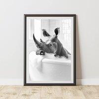 60 SECOND MAKEOVER Rhino In The Bath Animal Print | Size: A3