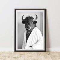 60 SECOND MAKEOVER Bison Bathrobe Dressing Gown Animal Print | Size: A3