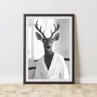 60 SECOND MAKEOVER Deer Bathrobe Dressing Gown Animal Print | Size: A3