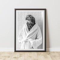 60 SECOND MAKEOVER Eagle Bathrobe Dressing Gown Animal Print | Size: A3