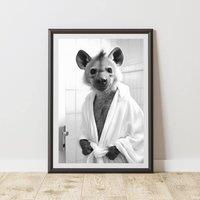 60 SECOND MAKEOVER Hyena Bathrobe Dressing Gown Animal Print | Size: A3