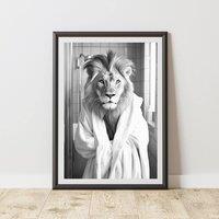 60 SECOND MAKEOVER Lion Bathrobe Dressing Gown Animal Print | Size: A3