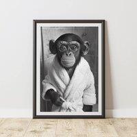 60 SECOND MAKEOVER Monkey Bathrobe Dressing Gown Animal Print | Size: A4