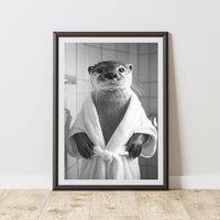 60 SECOND MAKEOVER Otter Bathrobe Dressing Gown Animal Print | Size: A3