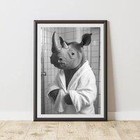 60 SECOND MAKEOVER Rhino Bathrobe Dressing Gown Animal Print | Size: A3