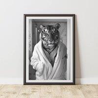 60 SECOND MAKEOVER Tiger Bathrobe Dressing Gown Animal Print | Size: A3