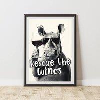 60 SECOND MAKEOVER Funny Rhino Rescue The Winos Print | Size: A3