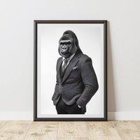 60 SECOND MAKEOVER Gorilla Wearing A Suit Print | Size: A3
