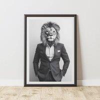 60 SECOND MAKEOVER Lion Wearing A Suit Print | Size: A4