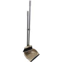 Leecroft Long Handle Folding Dustpan & Brush Set in Silver