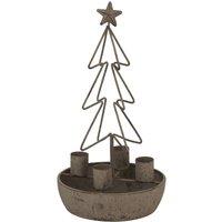 Hill Interiors Rustic Outline Tree Christmas Candle Holder 26cm x 14cm x 14cm in Stone | Size: 26 cm x 14 cm x 14 cm