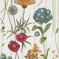Belgravia Botanist Wood Panel Wallpaper in White