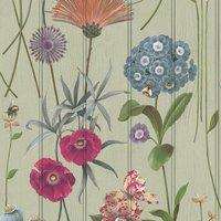 Belgravia Botanist Wood Panel Wallpaper in Green