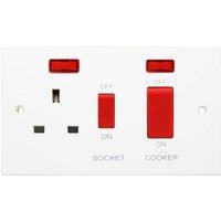 Securlec Square Cooker Switch & Socket (UK Plug) in White