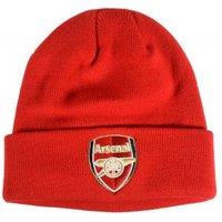 Arsenal FC Crest Knitted Turned Up Cuff Beanie in Red