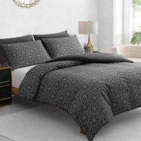 Grace Reversible Brushed Microfiber Duvet Cover Double Hypoallegenic in Charcoal | Size: King