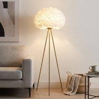 Garden Greatness Brushed Brass Feather Shade Tripod Floor Lamp