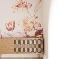 Superfresco Easy Antique Floral Grey Peach Print To Order 3m x 2.8m Mural