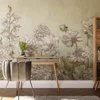 Superfresco Easy Muted Floral Duck Egg Print To Order 3m x 2.8m Mural in Blue