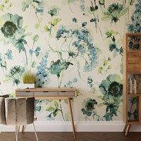 Superfresco Easy Watercolour Floral Blue Green Print To Order 3m x 2.8m Mural