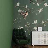 Superfresco Easy Birds & Blossom Dark Green Print To Order 3m x 2.8m Mural