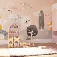 Superfresco Easy Scandi Animals Pink Blue Print To Order 3m x 2.8m Mural