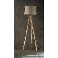 K LIVING Natural Wood Tripod Floor Lamp with a Stunning Natural Lamp Shade