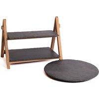 Artesa Slate & Brass Serving Cloche & Cake Stand Set for Cakes & Desserts | Size: Large