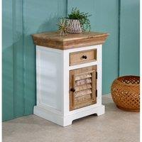IH Design Candler Solid Mango Wood Bedside Cabinet - 1 Drawer & Door Table in White