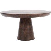 IH Design Natural Solid Dark Mango Wood Round Coffee Table Living Room in Brown