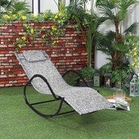 OUTSUNNY Patio Rocking Lounge Chair Zero Gravity Chaise w/ Padded Pillow in Grey