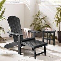 VonHaus Westport Reclining HDPE Adirondack Garden Chair with Footrest in Black | Size: 1 Pack