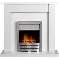 Adam Fires & Fireplaces Adam Sutton Fireplace in Pure White with Colorado Electric Fire in Brushed Steel, 43 Inch in Grey
