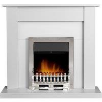 Adam Fires & Fireplaces Adam Sutton Fireplace in Pure White with Blenheim Electric Fire In Chrome, 43 Inch in Grey