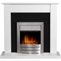 Adam Fires & Fireplaces Adam Sutton Fireplace in Pure White & Black with Colorado Electric Fire in Brushed Steel, 43 Inch in Grey