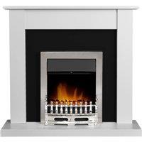Adam Fires & Fireplaces Adam Sutton Fireplace in Pure White & Black with Blenheim Electric Fire in Chrome, 43 Inch in Grey