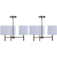 First Choice Lighting Set of 2 Brea - Antique Brass Light Fittings with White Pleated Shades in Bronze
