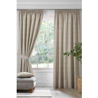 Dreams & Drapes 'Pembrey' Textured Pair of Pencil Pleat Curtains With Tie-Backs in Natural | Size: 168 cm width x 229 cm drop