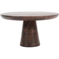 IH Design Natural Solid Dark Mango Wood Round Coffee Table in Brown